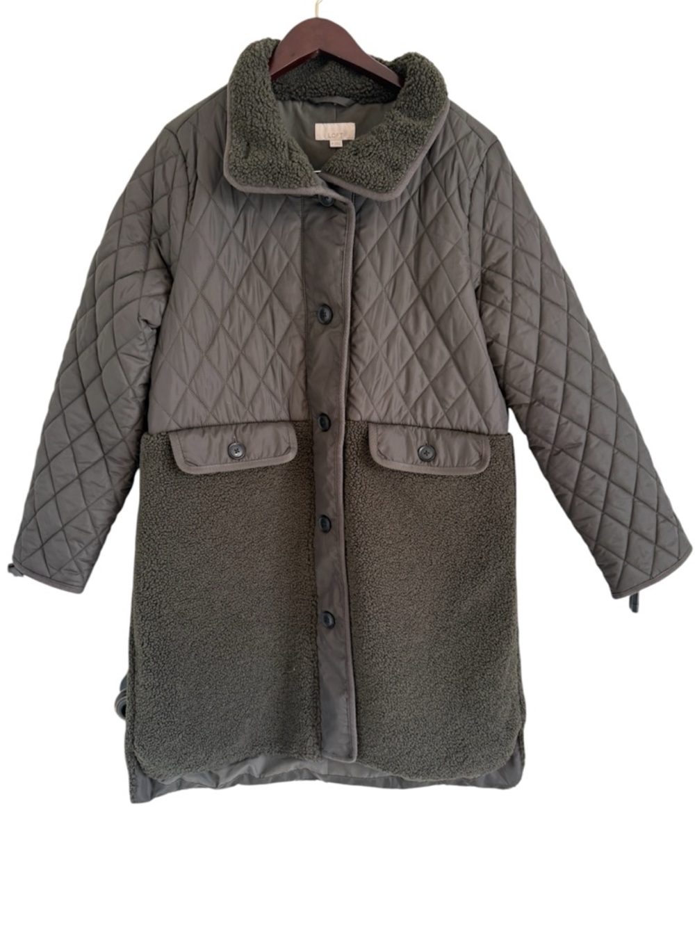 Loft Teddy Jacket | Button Down | Size Medium | Black but has a dark green shine